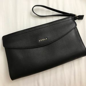 Furla Black Tea Envelope Clutch Bag